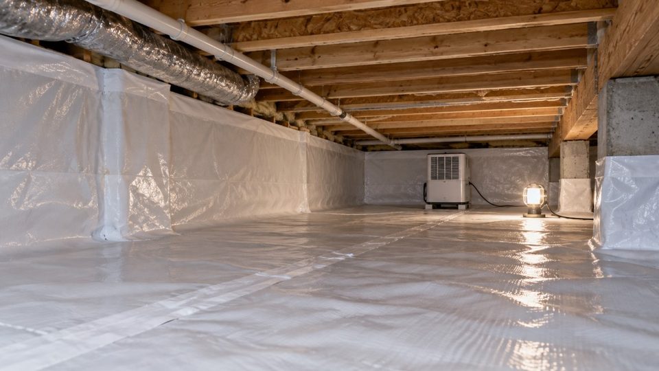 Crawl space encapsulation after mold removal in a Pennsylvania home