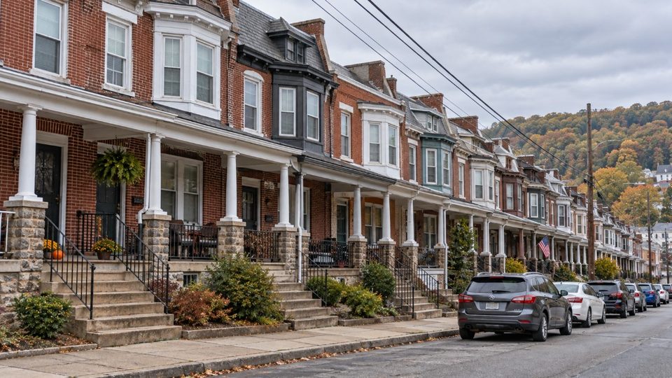 Early twentieth-century twin and rowhome housing of the kind found in Bridgeport, PA