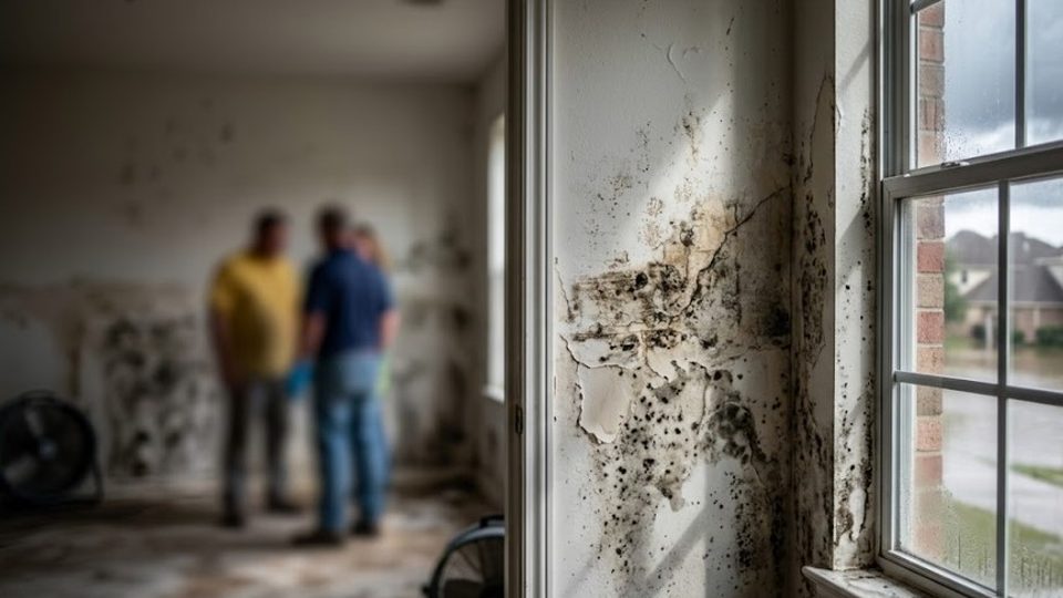 Inspector checking for hidden signs of mold in a Montgomery County home
